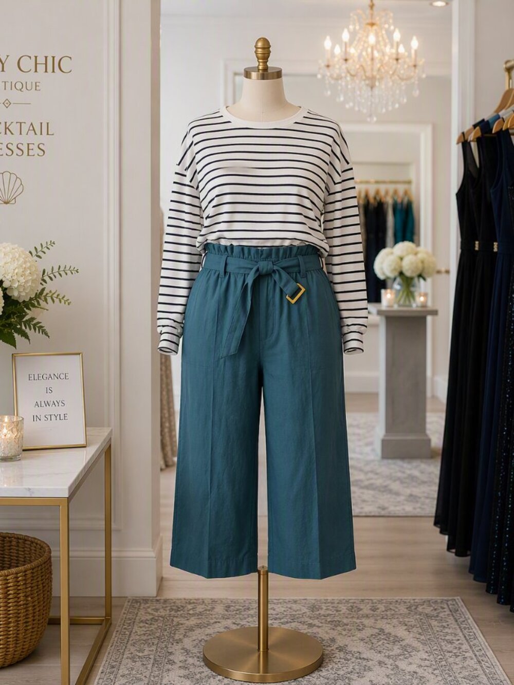 J. Jill Teal Wide Leg Pants with Belt